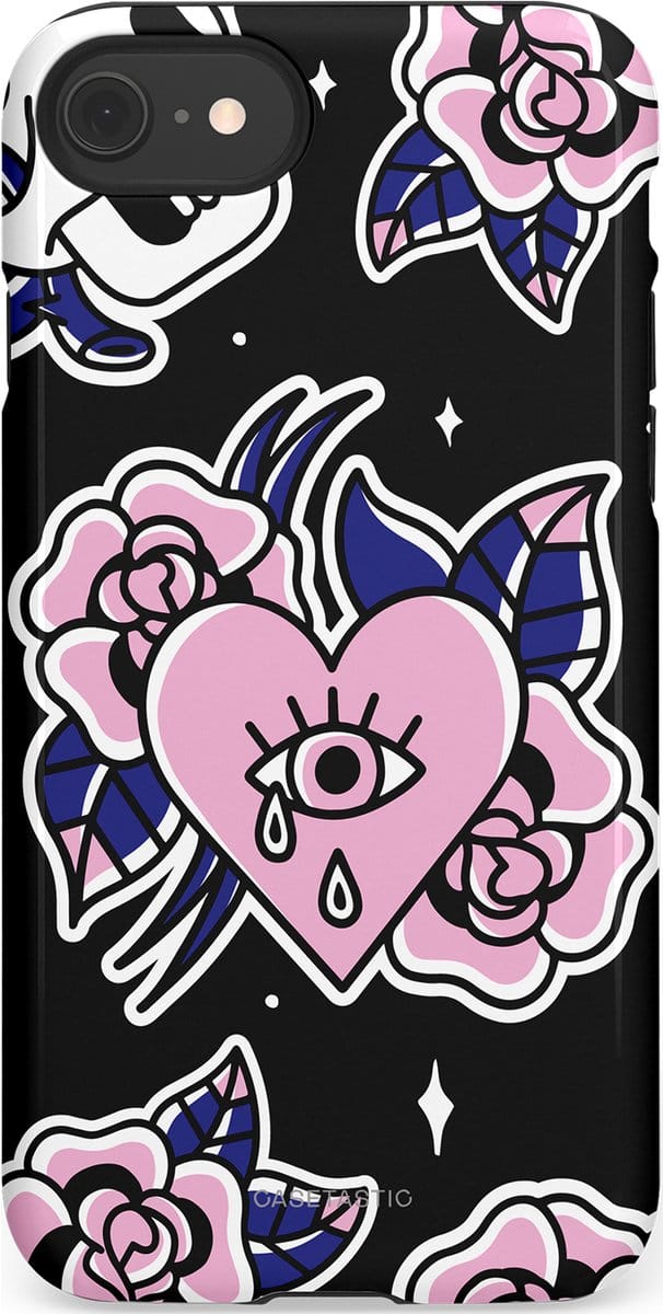 Casetastic hoesje geschikt voor Apple iPhone SE / Apple iPhone 7 / Apple iPhone 8 - Dubbellaagse bescherming - Eindeloze passie - Fashion Case - Zwart Grijs Lichtroze Wit