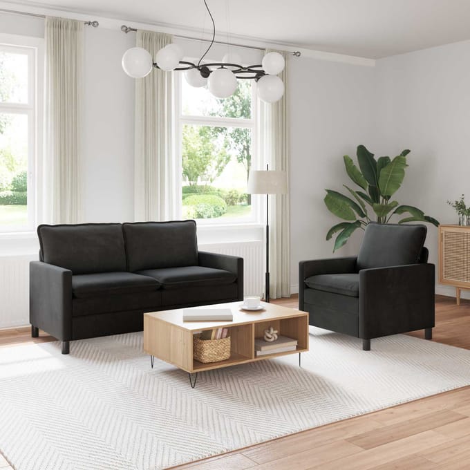 vidaXL - Bankstel - 2 - st - Zwart - Fluweel