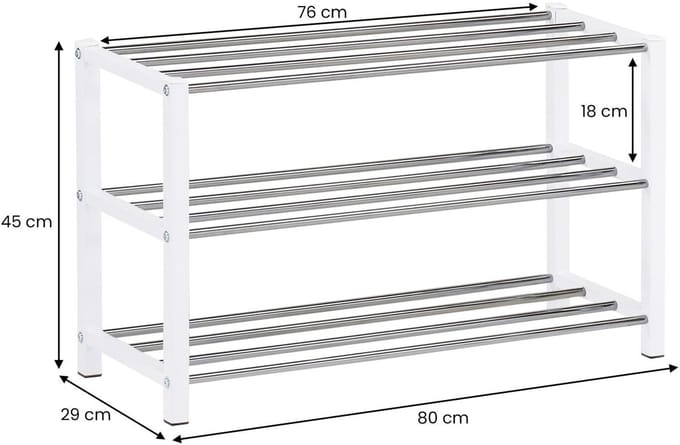 Schoenenrek DUBLIN met 3 planken – Wit