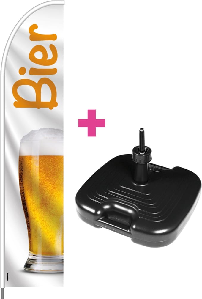Beachflag - Bier - Vlag + Parasolvoet + Rotator + Hengelsysteem + Draagtas - Actievlag.nl