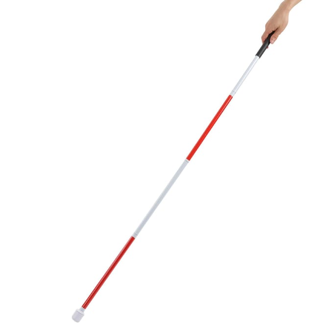 Opvouwbare Blindenstok Antislip Handvat Rood Wit Aluminium Lichtgewicht Opvouwbare Wandelstok voor white