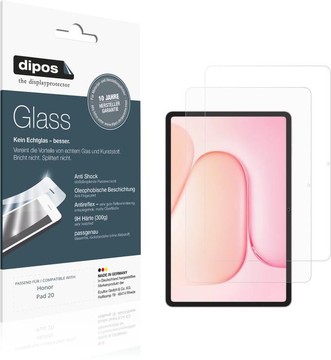 dipos – 2x Matte Pantserfolie geschikt voor Honor Pad 20 | 9H Screenprotector