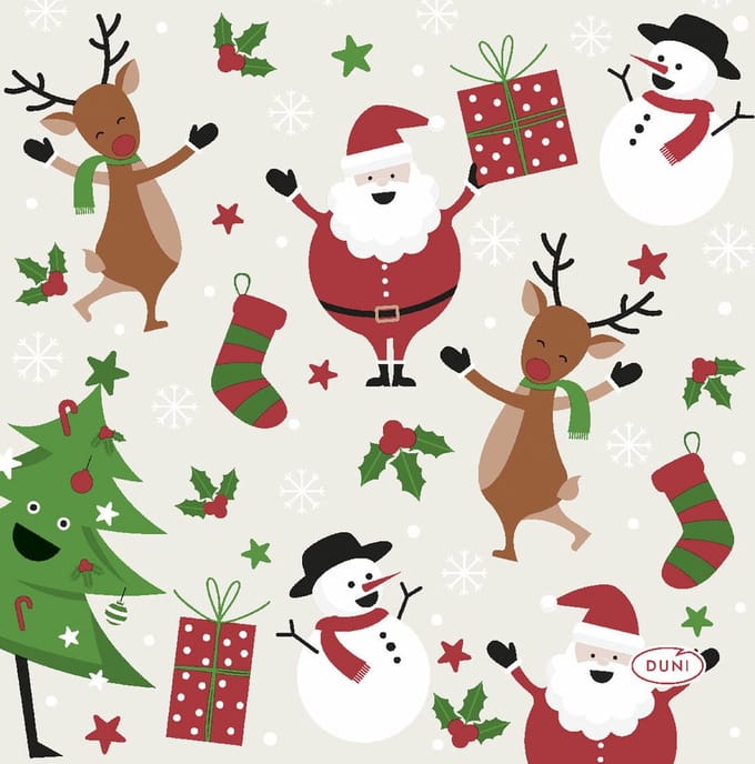 Duni servetten - kerst - 24 x 24 cm - 40x stuks - Kerstdiner servetjes