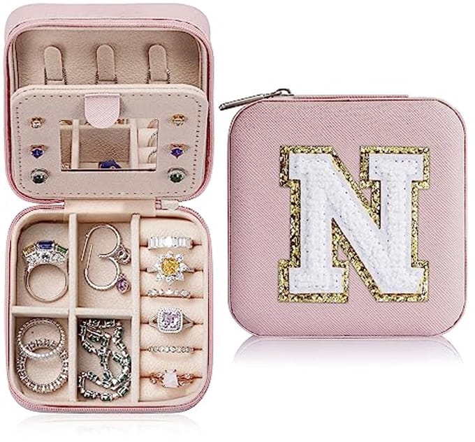 Sieradendoos voor Meisjes – Compacte Reissieraden Organizer met Letterontwerp