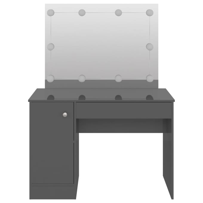 vidaXL - Kaptafel - met - LED's - 110x55x145 - cm - MDF - glanzend - grijs