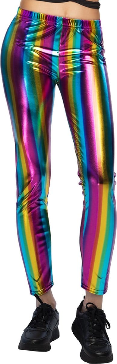 Boland - Legging Metallic regenboog (M) - Volwassenen - - Pride - Festival