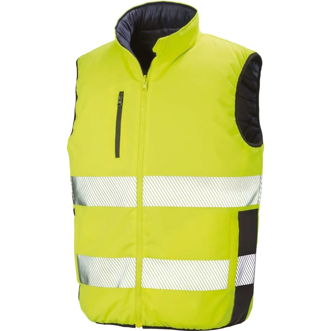 R332X - Reversible soft padded safety gilet Fluorescent Yellow / Navy 2XL