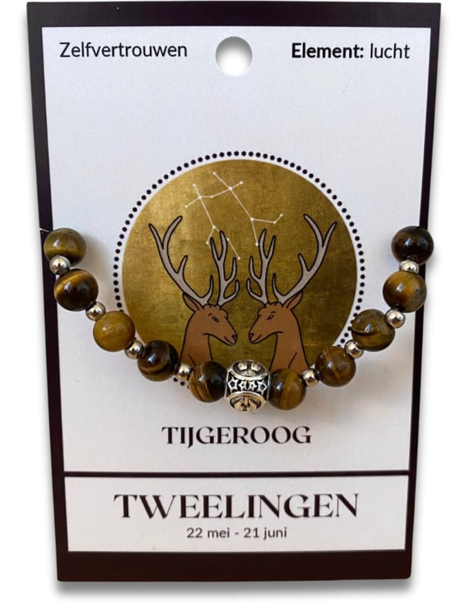 Tijgeroog sterrenbeeld armband - Tweelingen