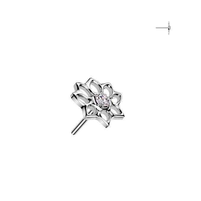 Piercing titanium hollow flower push in 1.2x6 - zilver - LMPiercings