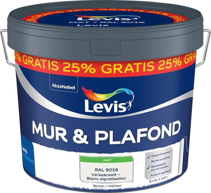 Levis - Mur & Plafond - Ral 9016 - 10 L