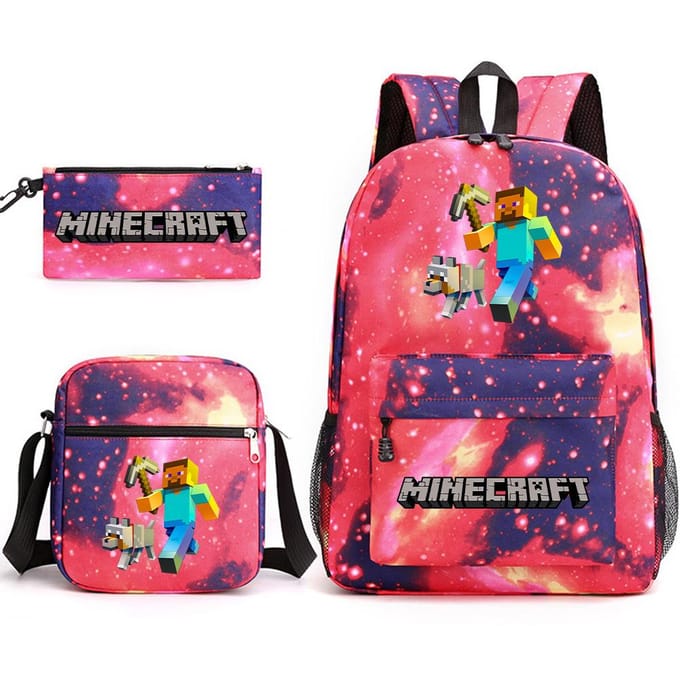 Minecraft Schooltas Game Merchandise Student Grote Capaciteit Print Drie Delige Schooltas Mannen En Vrouwen Three-piece set