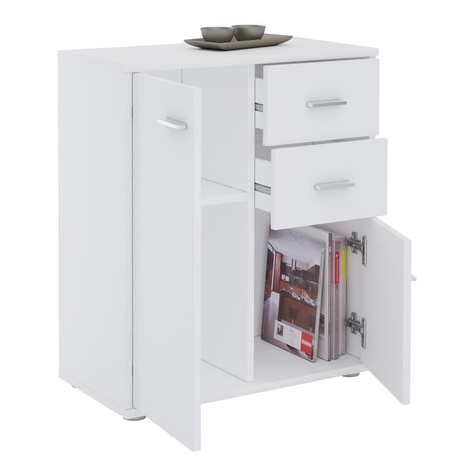 Commode LOCARNO met 2 deuren en 2 lades, wit
