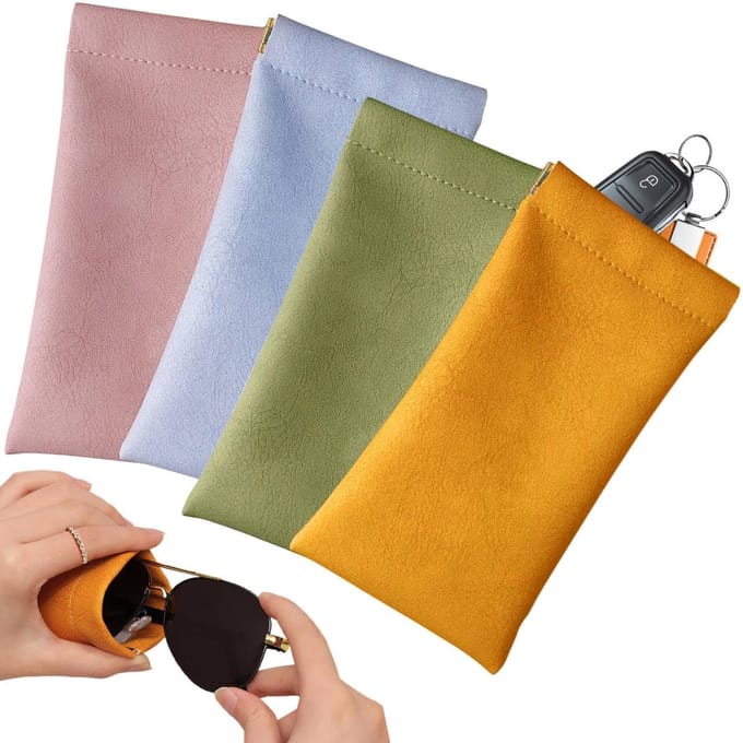Zachte brillenkoker - 4 stuks - verschillende kleuren - PU-leer