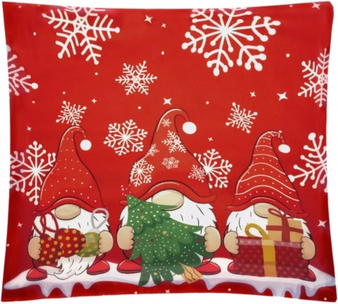 Ruhhy Decoratieve Kerstkussensloop 45x45cm - Vrolijk Kaboutermotief