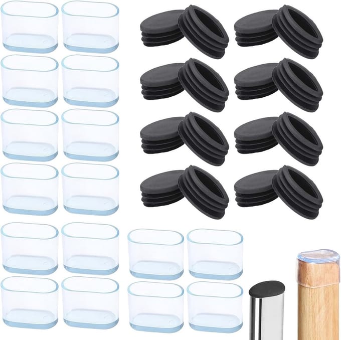 Dailygoods- Stoeldoppen 32 Stuks - Ovale Stoeldoppen - Rubber/PP - 15