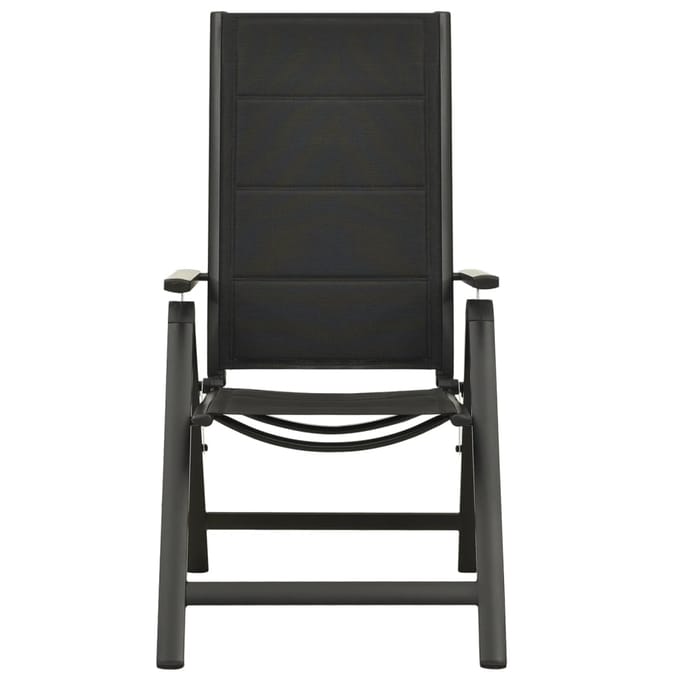vidaXL - Opklapbare - stoelen, - 2 - stuks, - van - textiel - en - aluminium, - zwart.