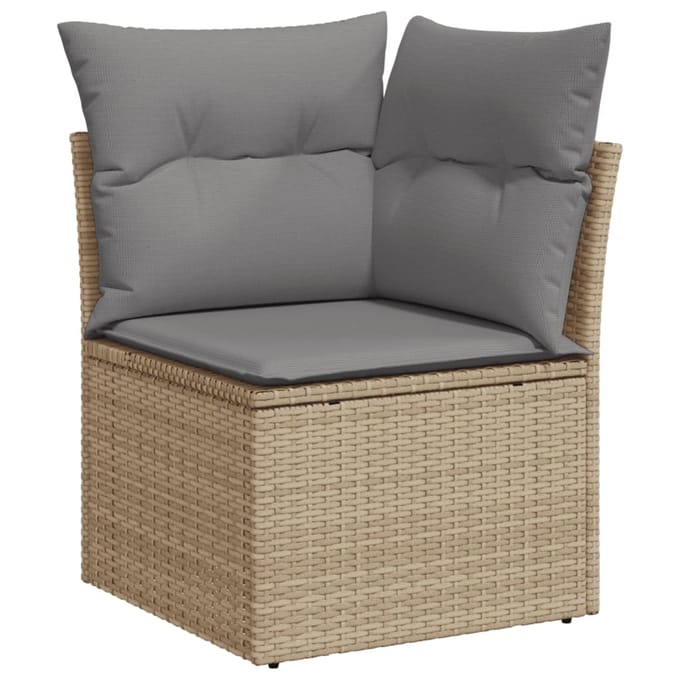 vidaXL - 11-delige - Tuinset - met - kussens - poly - rattan - beige