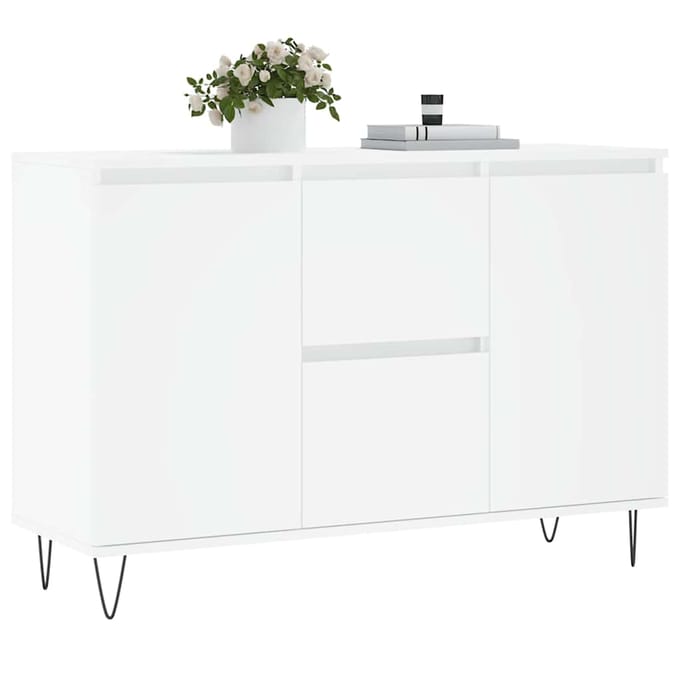 vidaXL - Dressoir - 101,5x35x70 - cm - bewerkt - hout - wit