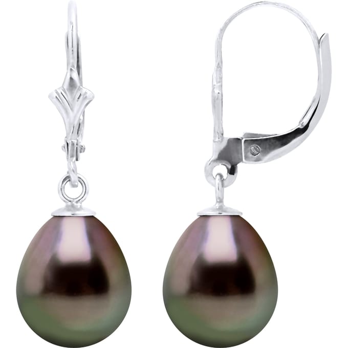 Drop Earrings Tahitian Parels 9-10 mm Pear White Gold