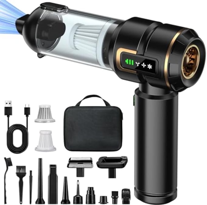 Draadloze handstofzuiger 4-in-1 met LCD-scherm en krachtige zuiging