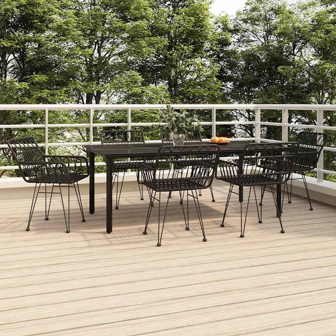 vidaXL - 7-delige - Tuinset - poly - rattan - zwart