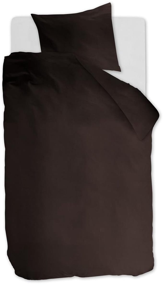 Ambiante Cotton Uni dekbedovertrek - Effen - Eenpersoons - 140x200/220 cm - Bruin