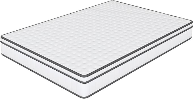 Matras 90 x 200 cm met pocketvering, H2 medium hardheid, massieve vering, wit (hoogte 25 cm)