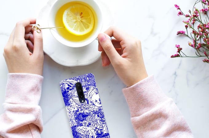 Silicone Back Case OnePlus 7 Pro Angel Skull Blauw