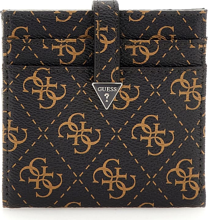 GUESS Kaarthoes Laurel SLG Tab Card Case Brown Logo Zwart