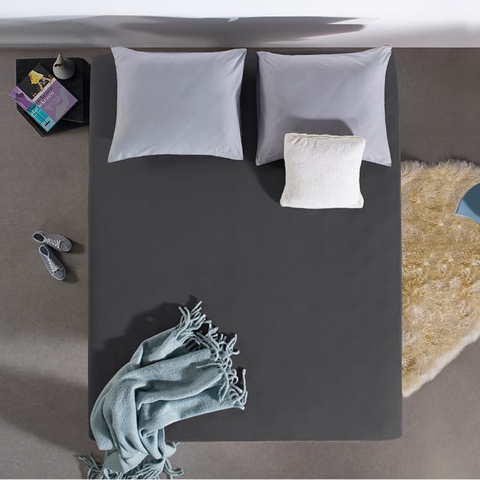 Sleeptime Hotel Jersey Hoeslaken - Tweepersoons 160/180x200 cm - Hoekhoogte 30 cm - Stretchkatoen - Antraciet