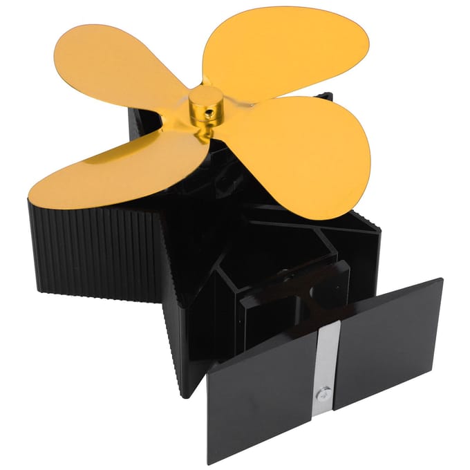 4-blads thermische ventilator voor houtkachel/open haard, accessoire voor warmteverdeling, goudkleurig