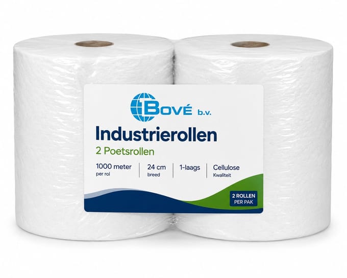 Industrierollen 2 poetsrollen 1000 meter 24cm 1 laags 2 rollen per pak (6151804520547)