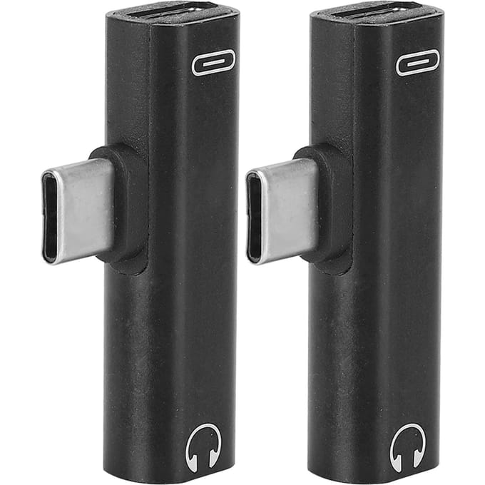 2 stuks 2 in 1 TypeC naar 3.5mm Assist o Kabel Draad Oplader Headset Distributeur Adapter(zwart ) zwart