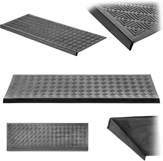 Antislip Rubber Trapmatten voor Buiten, Weerbestendig, Zwart