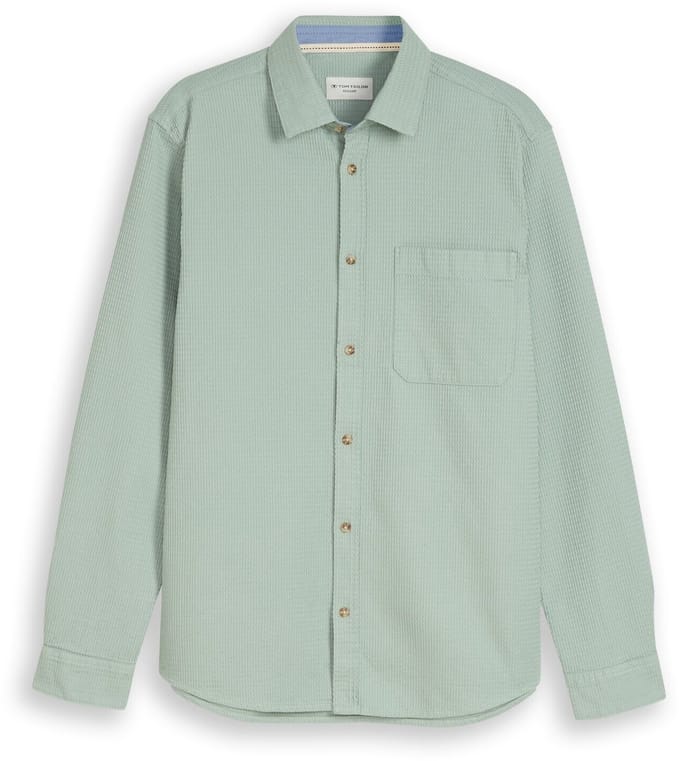 Tom Tailor - Regular fit overhemd met wafelstructuur - Maat XXXL - soft greyish green