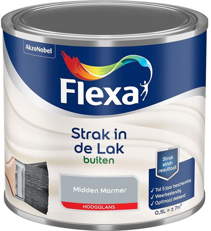 Flexa - Strak In De Lak Buitenlak Hoogglans - Midden Marmer - Mengverf - 500 Ml