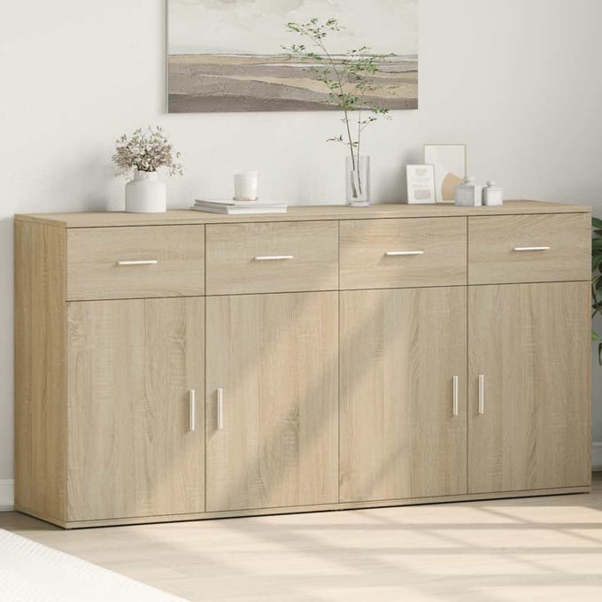 vidaXL - Dressoirs - 2 - st - 79x38x80 - cm - bewerkt - hout - sonoma - eikenkleurig