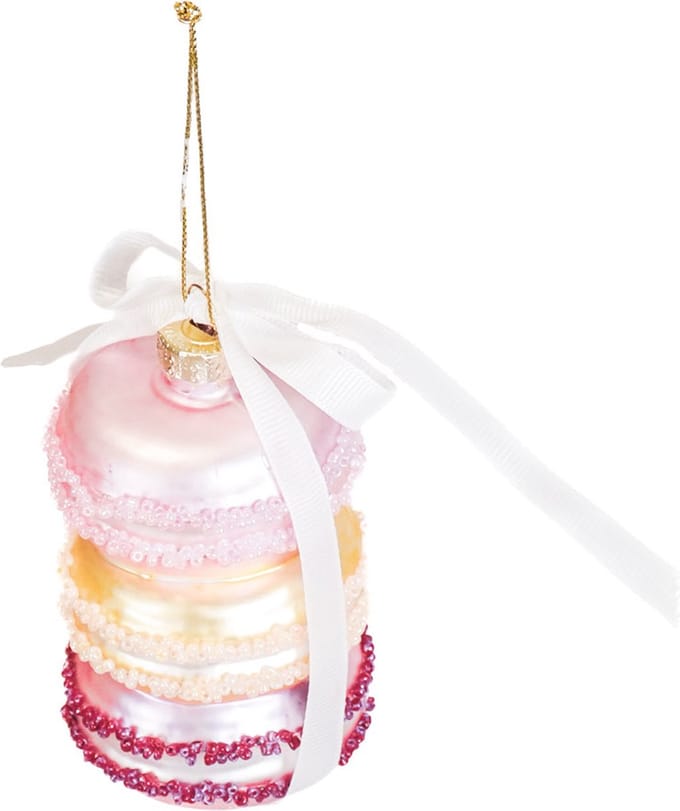 Housevitamin - Kersthanger -Macarons -Glas- Roze- 7x7x10,5cm