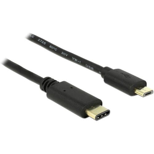 Delock 83334 USB-kabel USB 2.0 USB-micro-B stekker, USB-C stekker 2.00 m Zwart