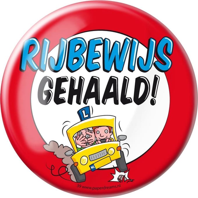 Paperdreams - Button Rijbewijs gehaald