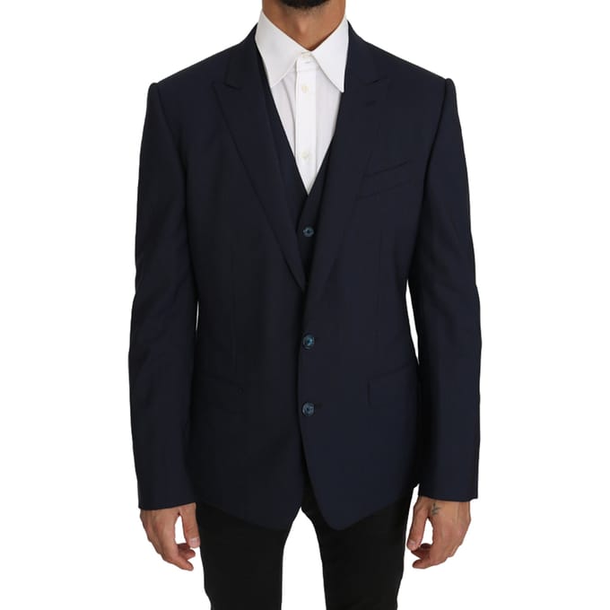 Dolce & Gabbana Heren Blazer Vest 2-Delig Blauw Wol MARTINI