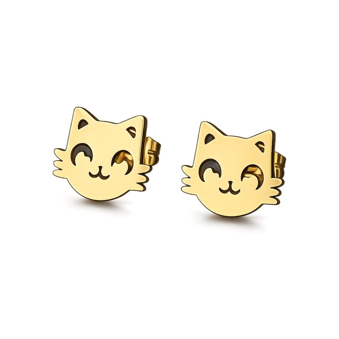 WeLoveSilver - oorstekers - chirurgisch staal - kat design - 6 mm