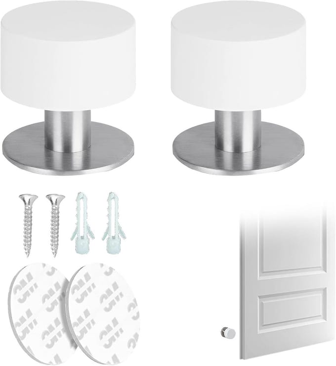 Set van 2 Zelfklevende Deurstoppers Rvs met Rubbers | Bescherming tegen Stoten
