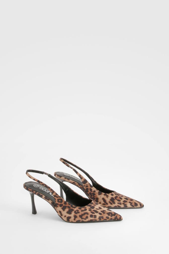 boohoo Dames Leopard Slingback Court Hakken | Maat: 8