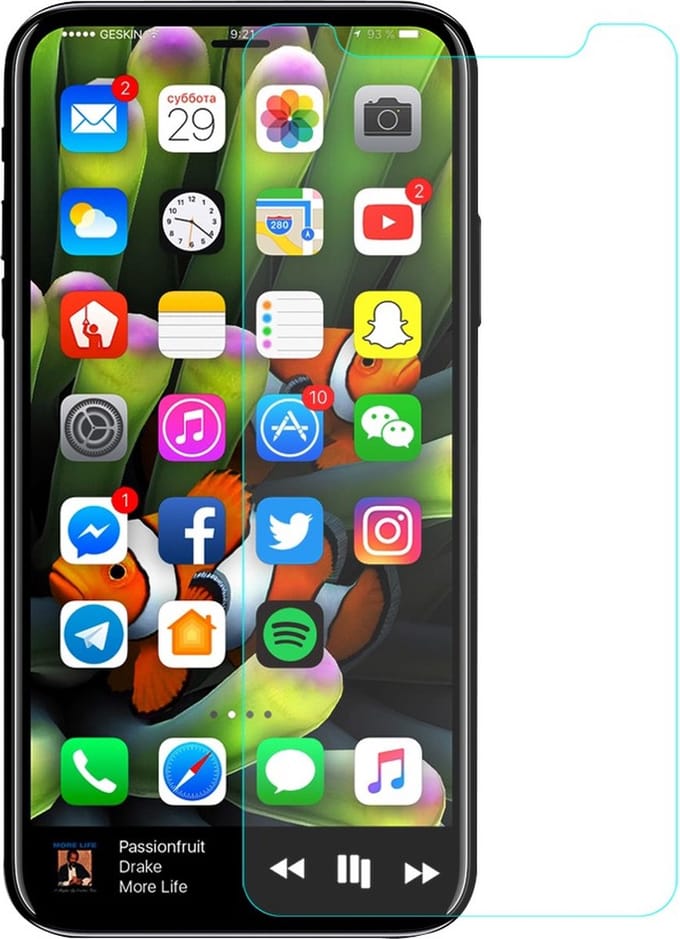 Peachy Tempered Glass Protector geschikt voor iPhone X XS 11 Pro Gehard Glas