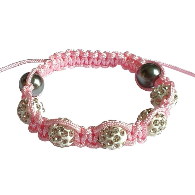 Fako Bijoux® - Armband - Disco Dots Kids - Wit/Roze