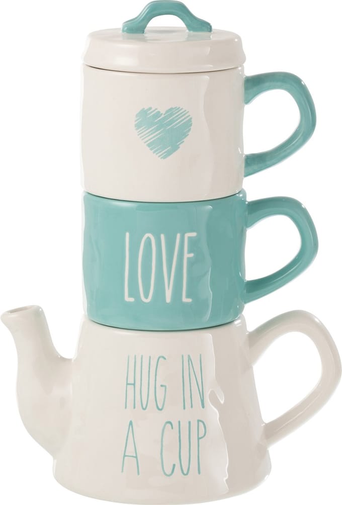 J-Line Tea For 2 Love Keramiek Blauw/Wit