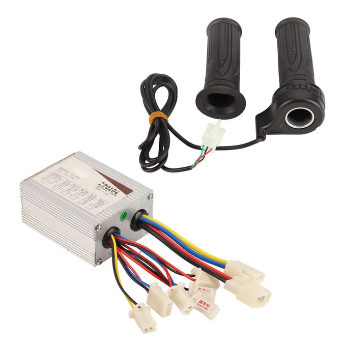 Elektrische Fiets Controller Kit Aluminiumlegering Controller en Gashandvat Set met voor Rijden 24V white