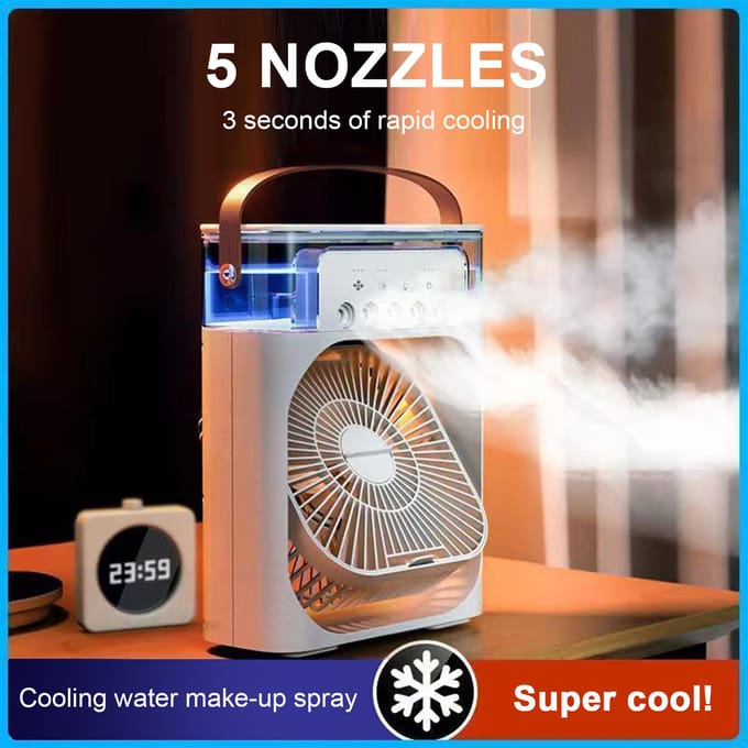 Koelspray Ventilator Waternevelventilator Nevelkoelventilator met Waterreservoir white