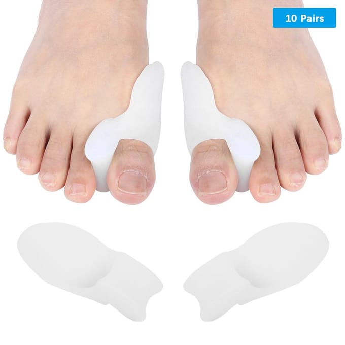 10 Paires Séparateur d'Orteils Réutilisable Silicone Souple Confortable Semelle Intérieure Correction Coussinet de Pied white